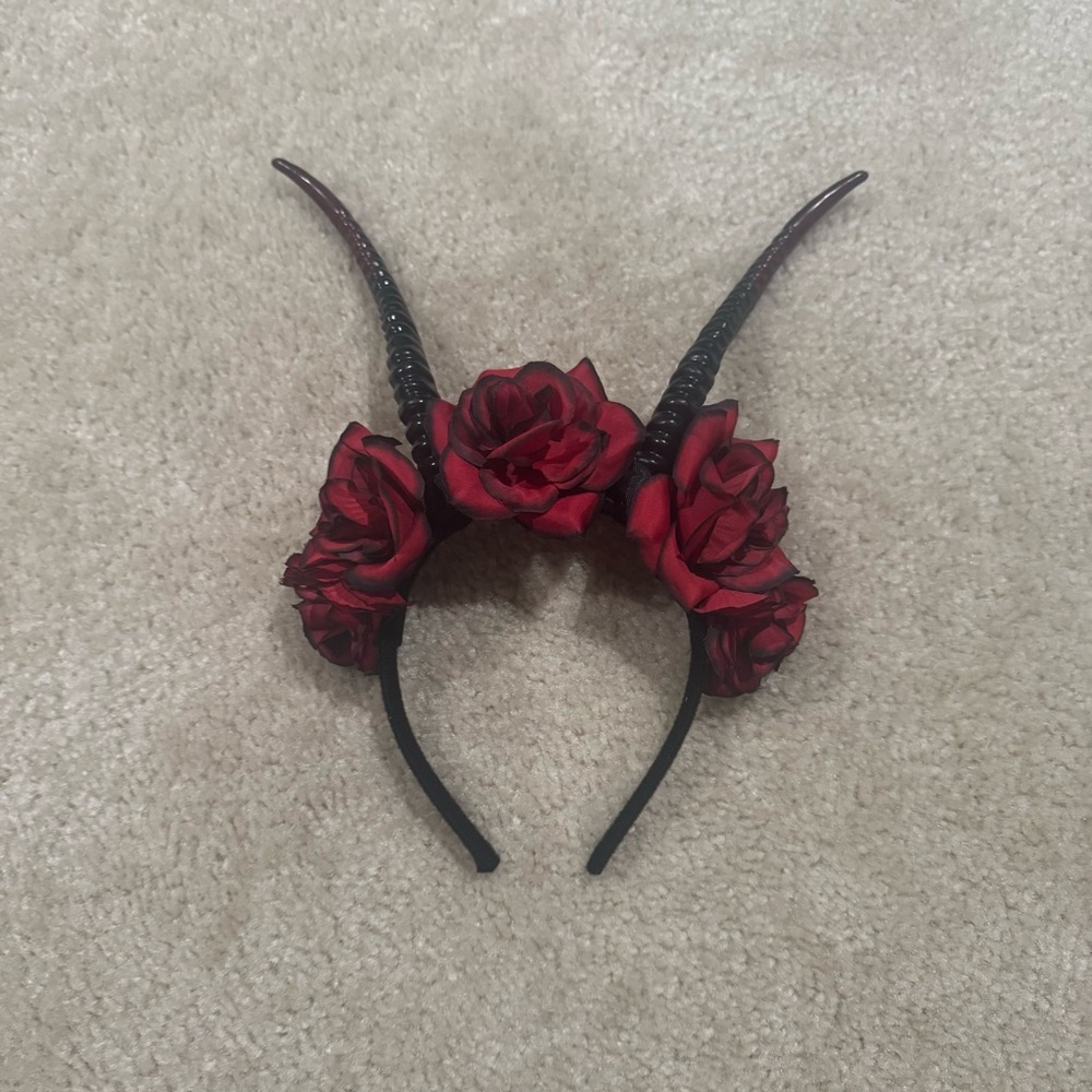 Red Rose Horn Headband